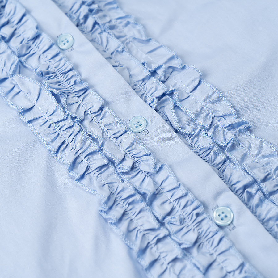 Poplin Layered Front Shirt - Classic Women's Blouse KUN-00006