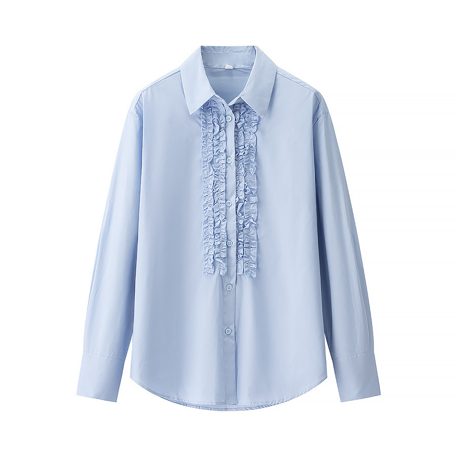 Poplin Layered Front Shirt - Classic Women's Blouse KUN-00006