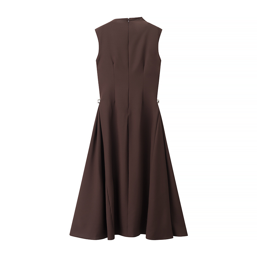 Vestido midi inspirado - Elegante vestido acampanado de cuello alto KUN-00006