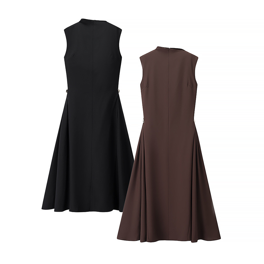 Vestido midi inspirado - Elegante vestido acampanado de cuello alto KUN-00006