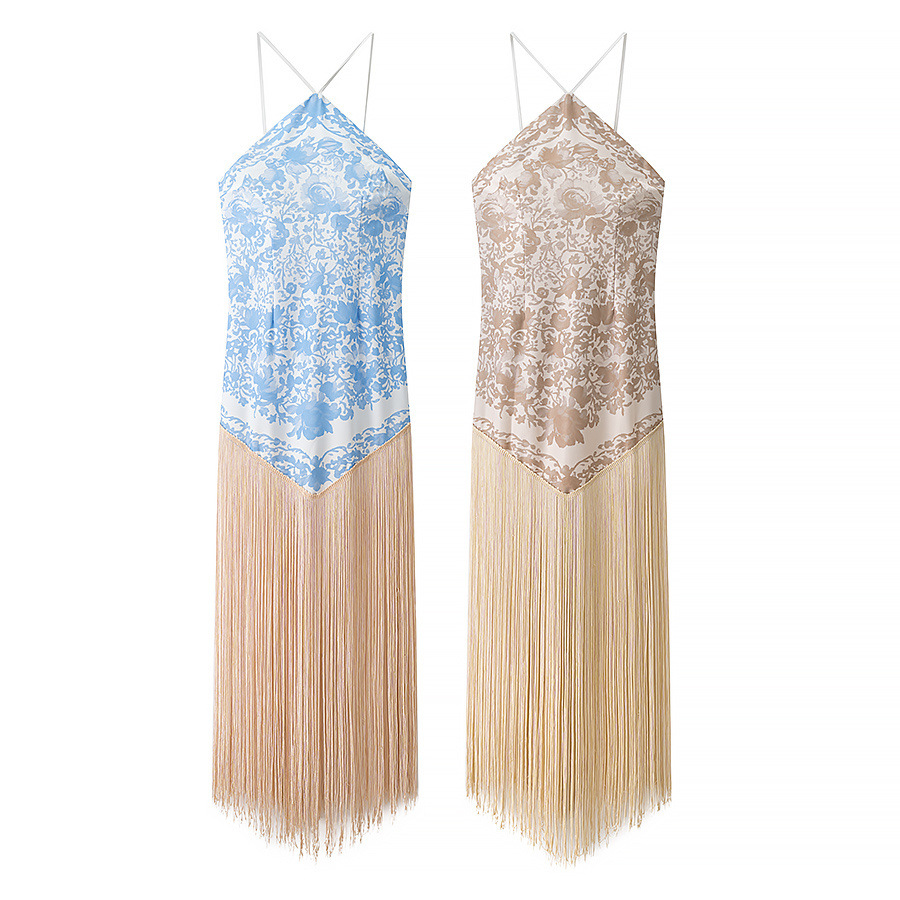 Women's Sequin Tassel Halter Dress - Fashionable Party Clubwear KUN-00153