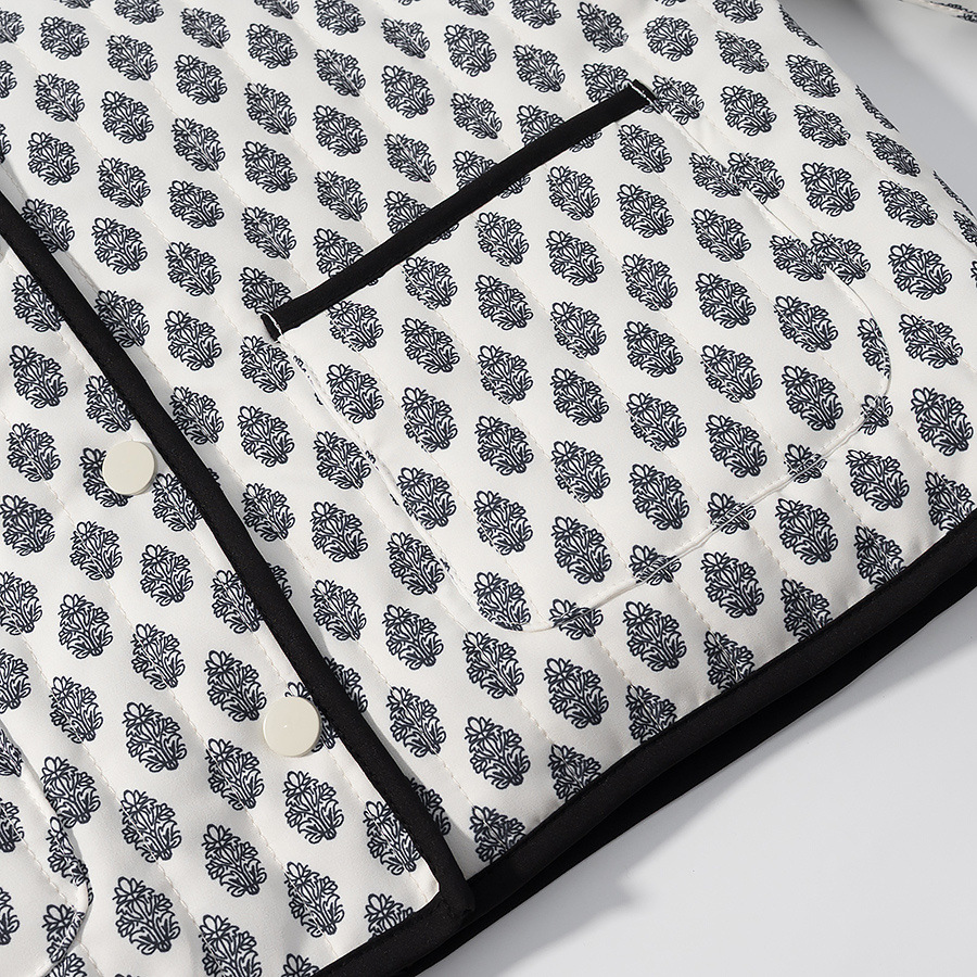 Cotton Floral Print Crew Neck Top - European Style KUN-00012