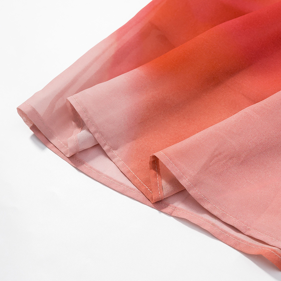 Women's Tie-Dye Print Dress with Scarf Elegant Fashion KUN-00081