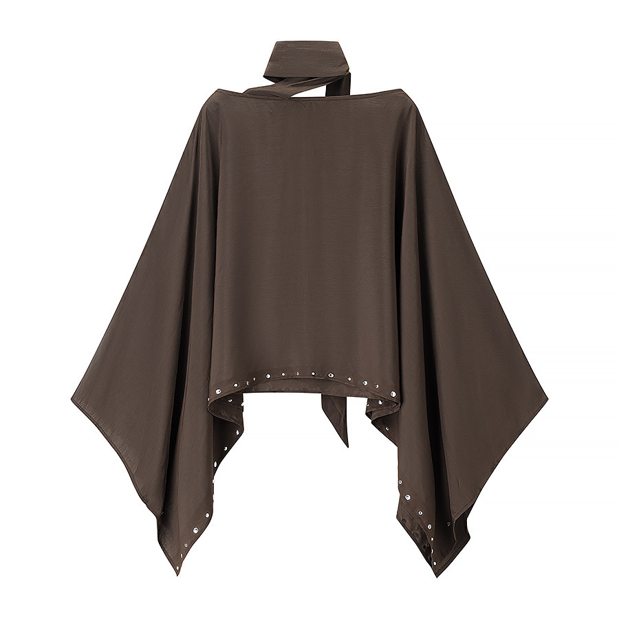 Women's Rivet Poncho Cape Top - Trendy European Style KUN-00137