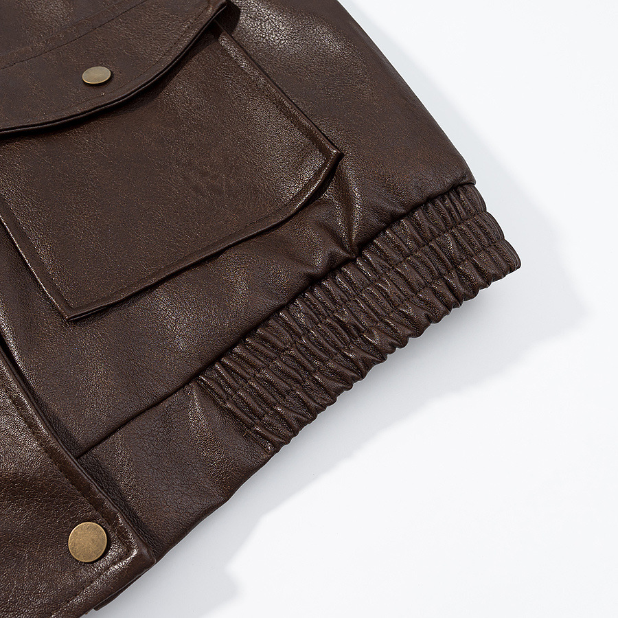 Women's Brown Moto Jacket - Vintage Style Biker Chic KUN-00138