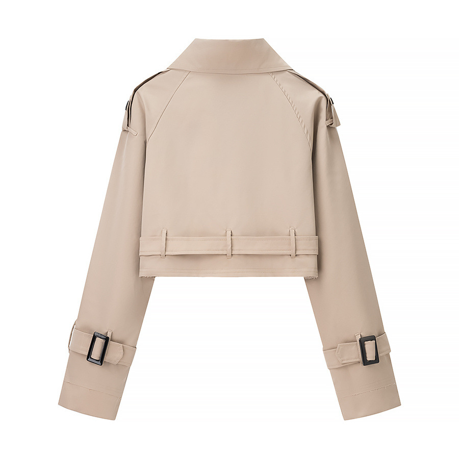Cropped Trench Coat - Stylish & Casual KUN-00142