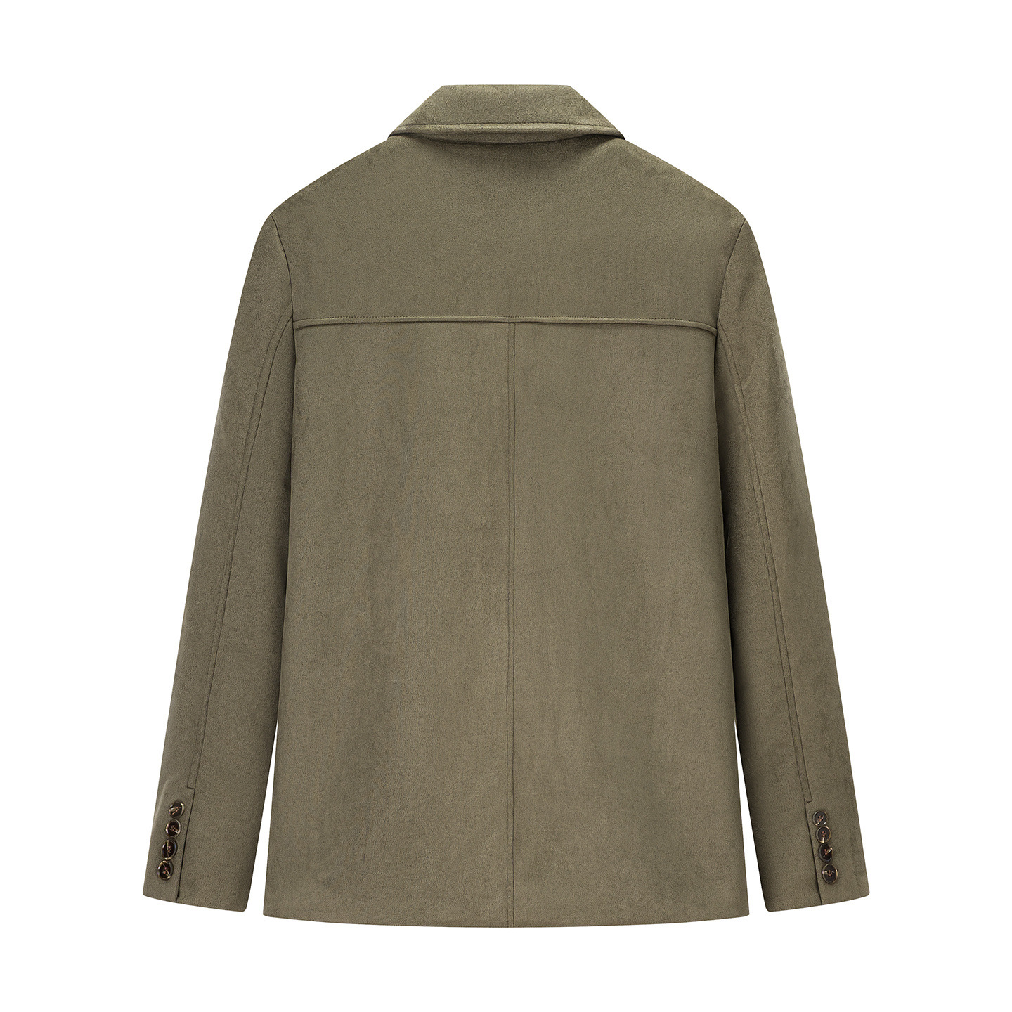 Blazer retro de manga larga con bolsillos para mujer, color marrón, talla grande, KUN-00013