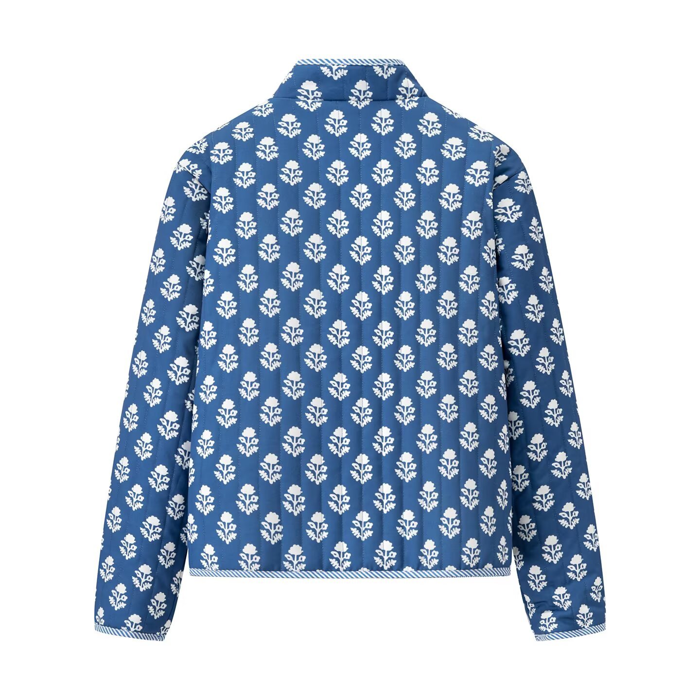 Reversible Floral Print Cotton Jacket - Stylish Stand Collar KUN-00011