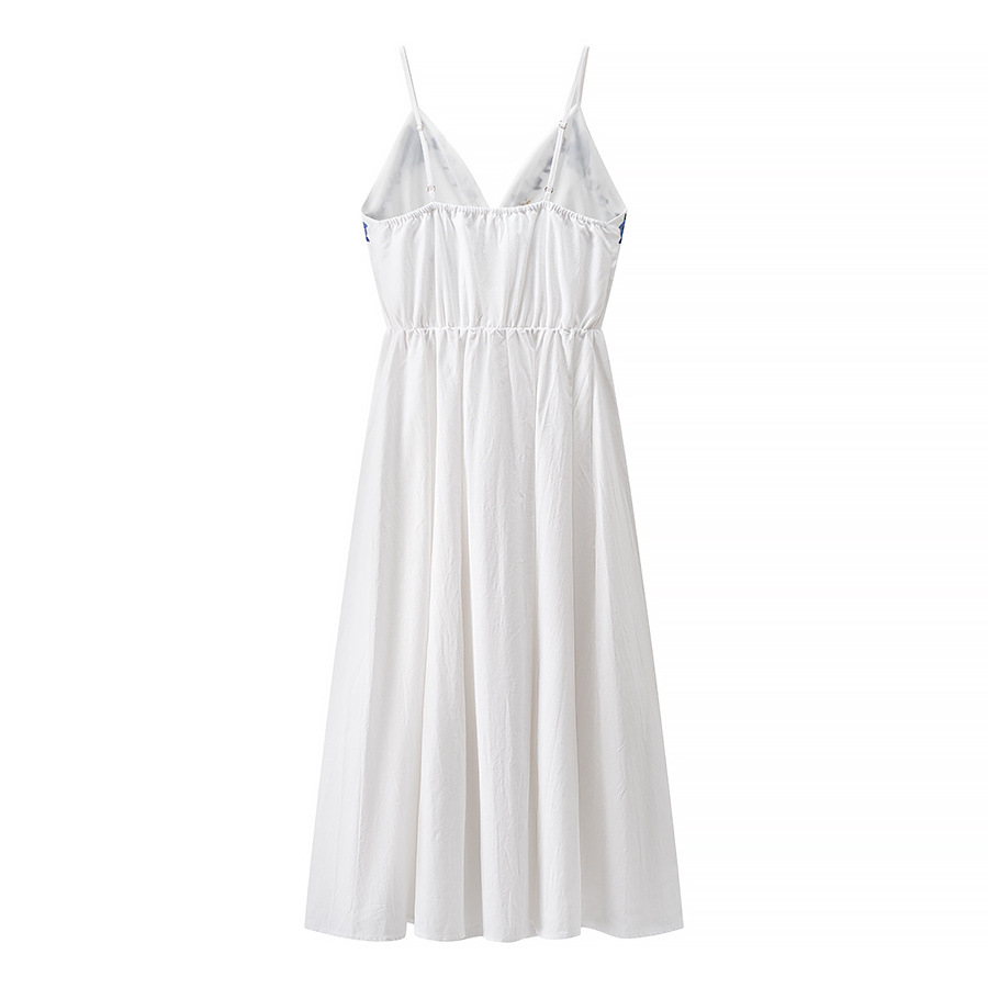 Embroidery Midi Slip Dress - European Chic KUN-00207
