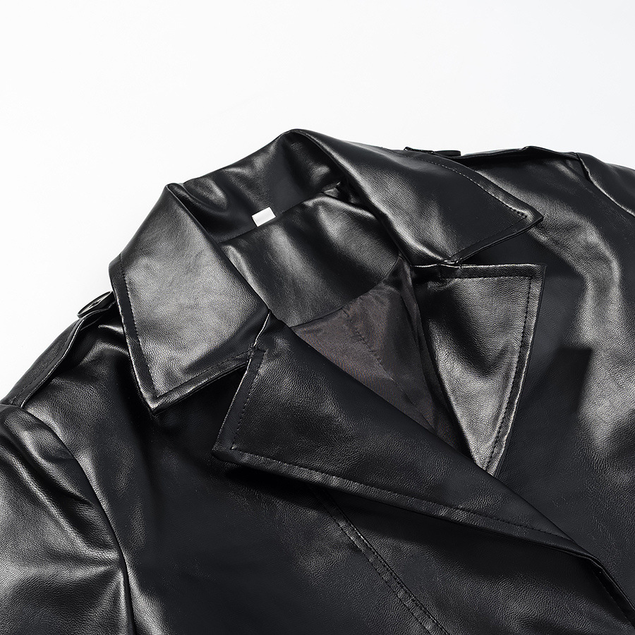 Lange trenchcoat van imitatieleer - Stijlvolle casual bovenkleding KUN-00029