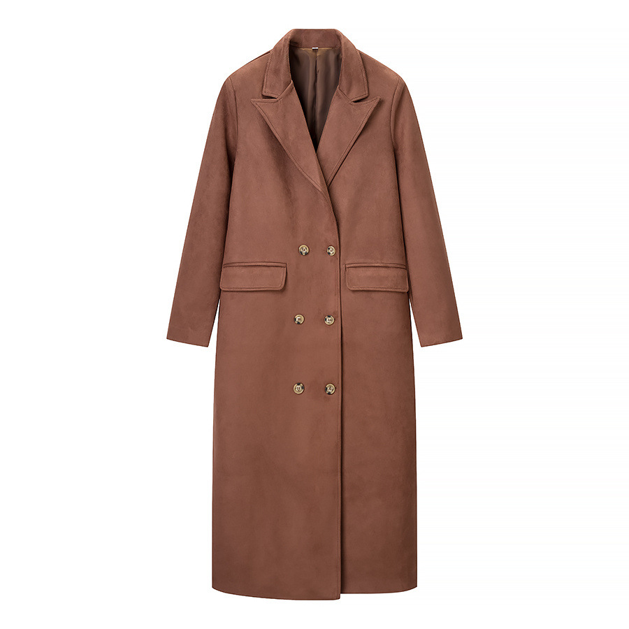 Faux Suede Trench Coat - Stylish & Versatile KUN-00042