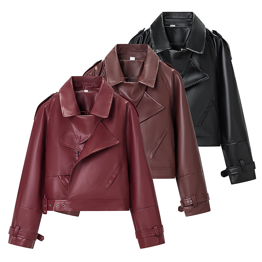 Faux Leather Moto Jacket - Stylish & Versatile KUN-00214