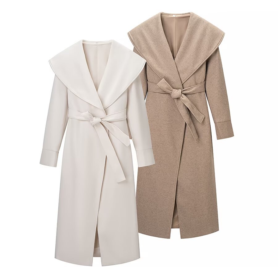 Manteau croisé en laine mélangée KUN-00011