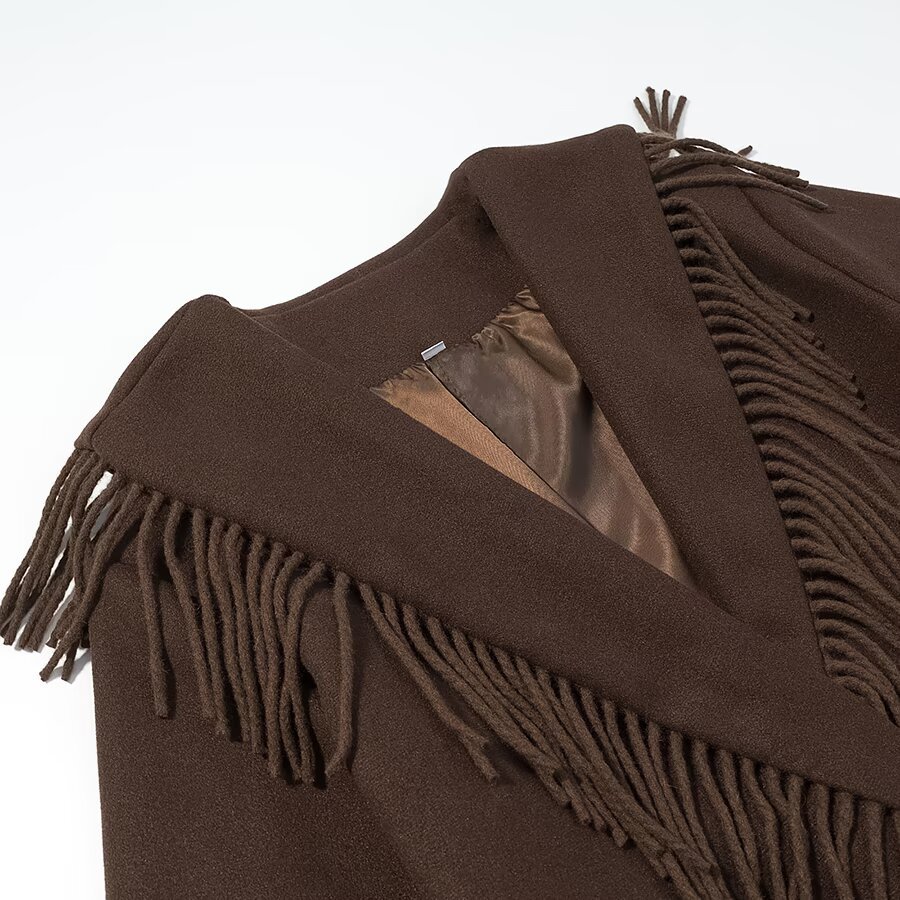 Wool Blend Fringe Jacket - European Style KUN-00015