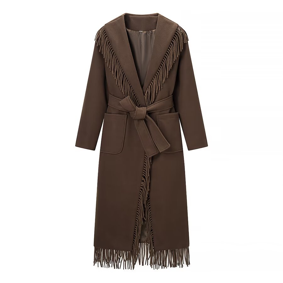 Wool Blend Fringe Jacket - European Style KUN-00015