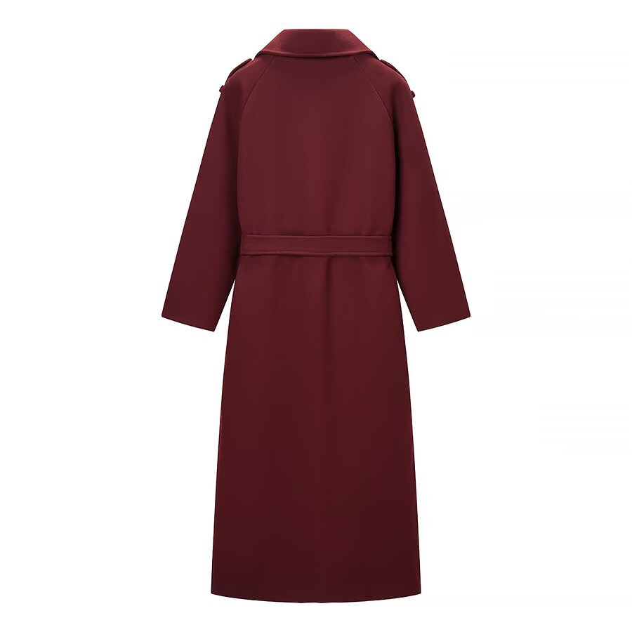 Wool Blend Double-Breasted Trench Coat with Belt KUN-00033