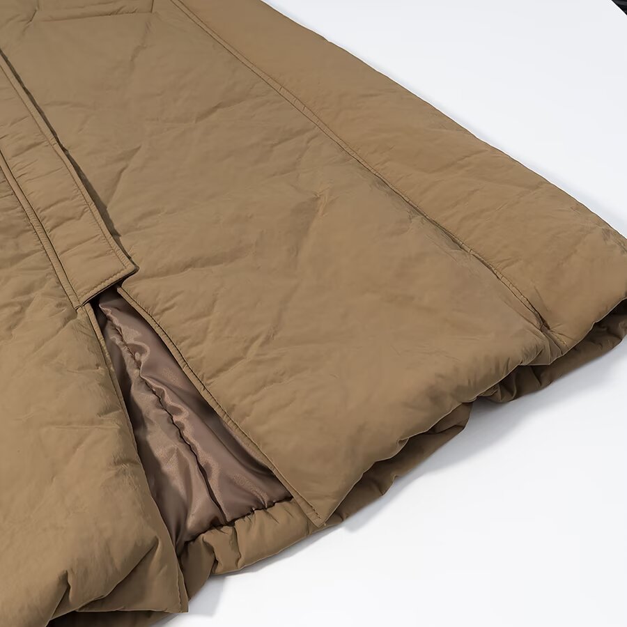 Cotton Blend Longline Padded Coat - Oversized Fit KUN-00008