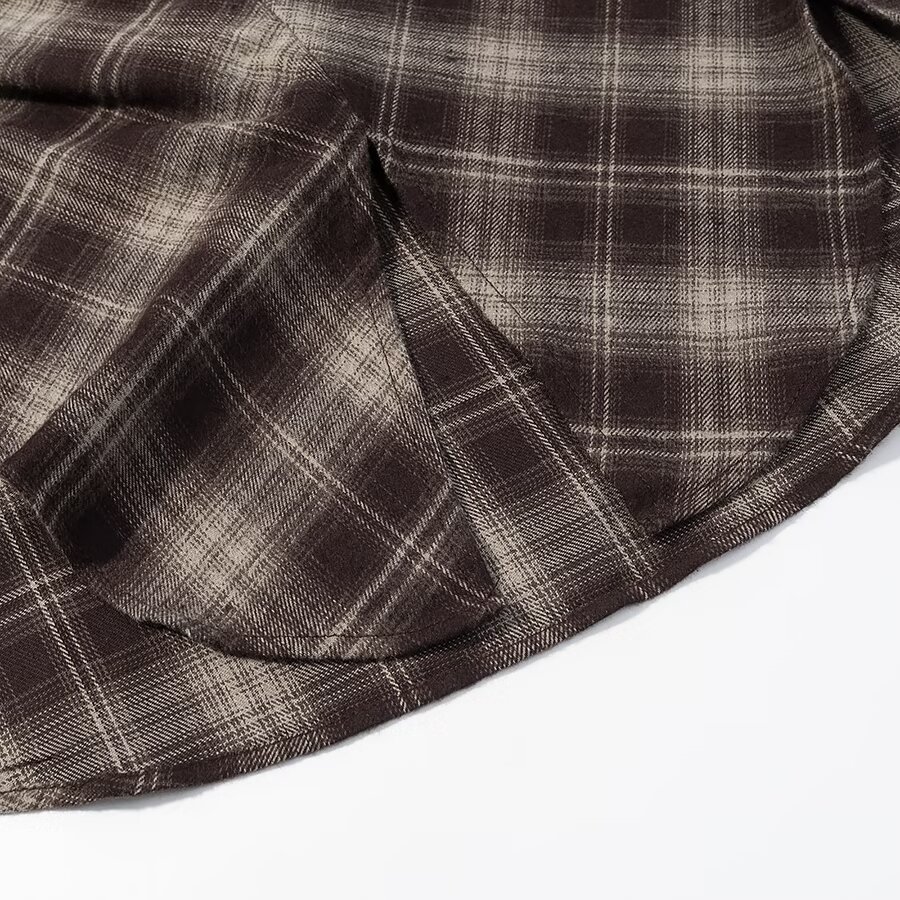 Plaid Shirt Retro Slim Fit Waist Design KUN-00060