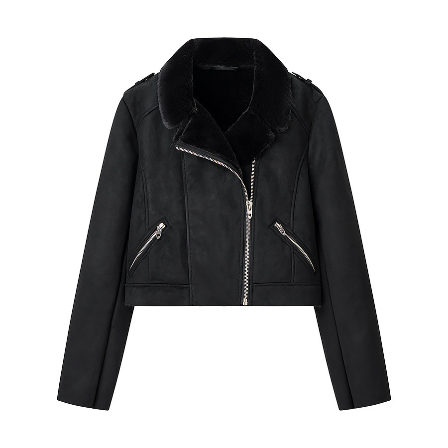 Veste en fausse fourrure de mouton retournée, vêtement d'extérieur tendance et décontracté KUN-00155