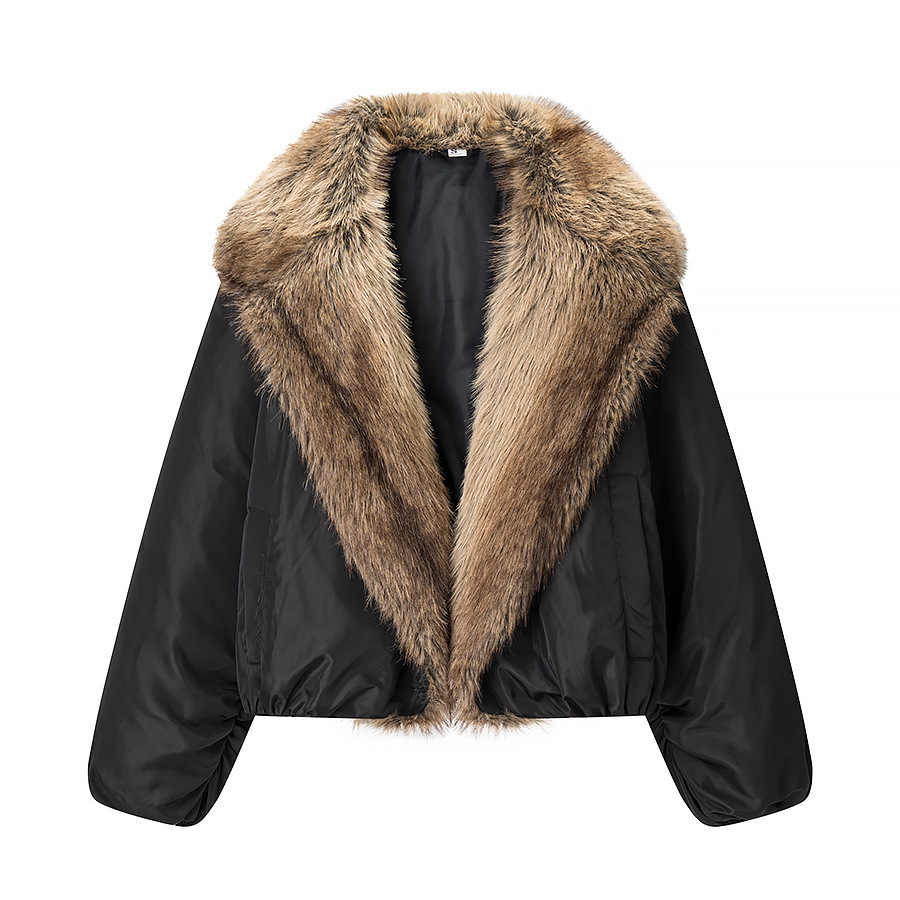 Faux Fur Collar Bomber Jacket Padded Coat KUN-00151