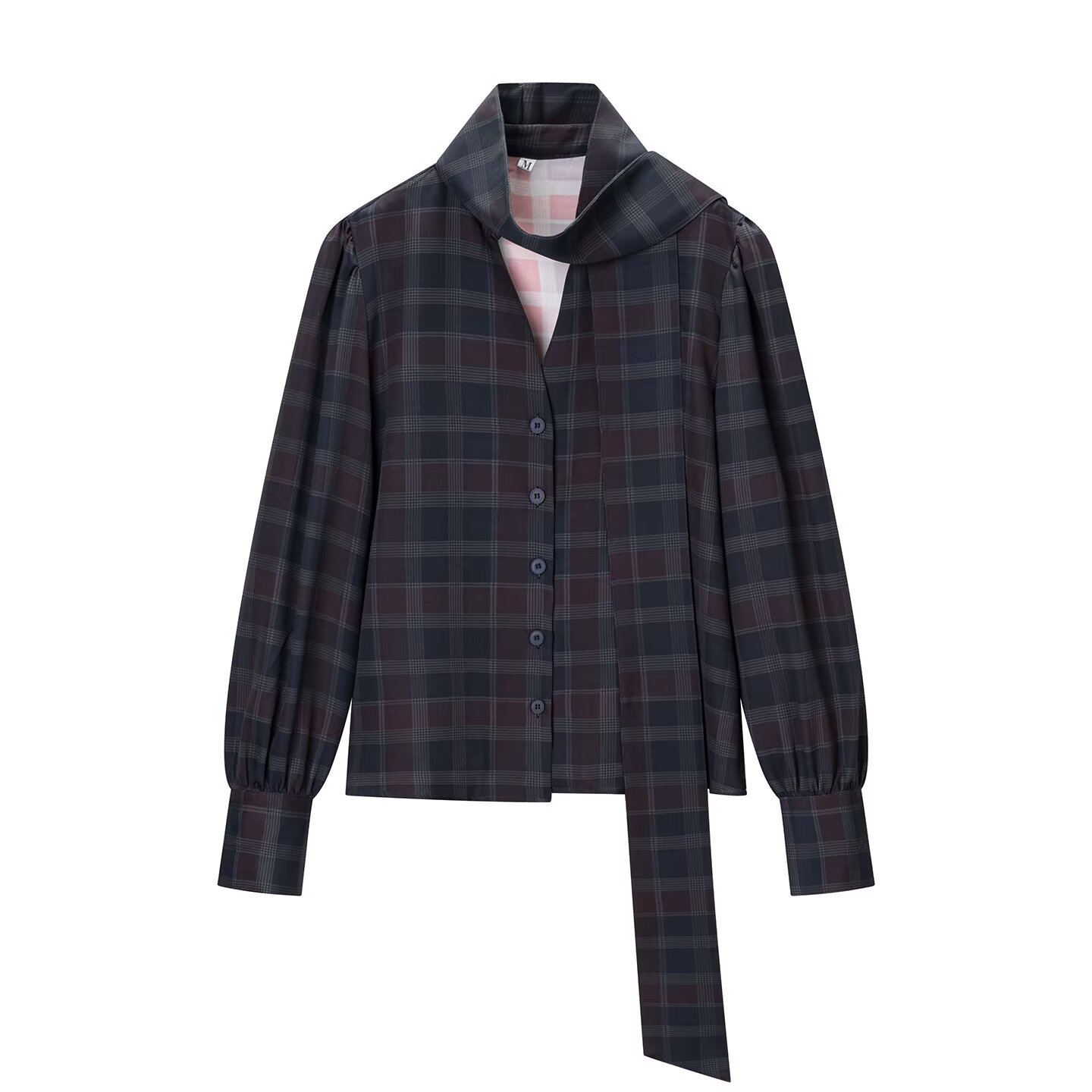 Conjunto de top y falda a cuadros con lazo para mujer - Trendy Chic KUN-00035