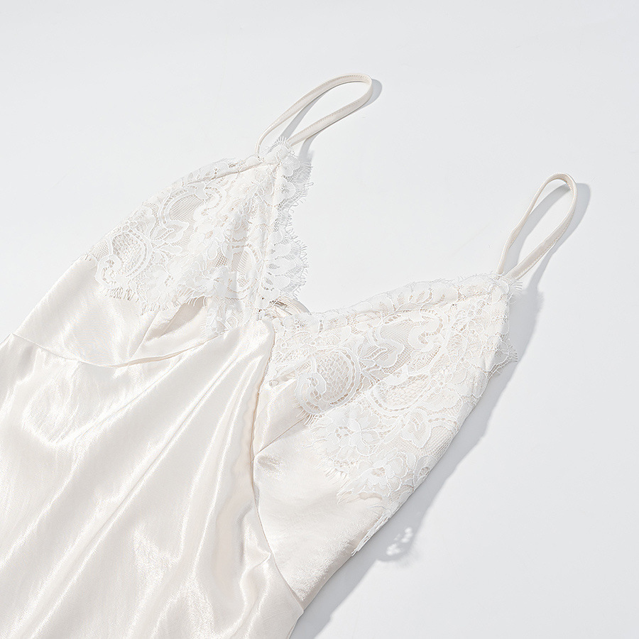 Vestido de satén con encaje - Elegante clásico midi para mujer KUN-00130