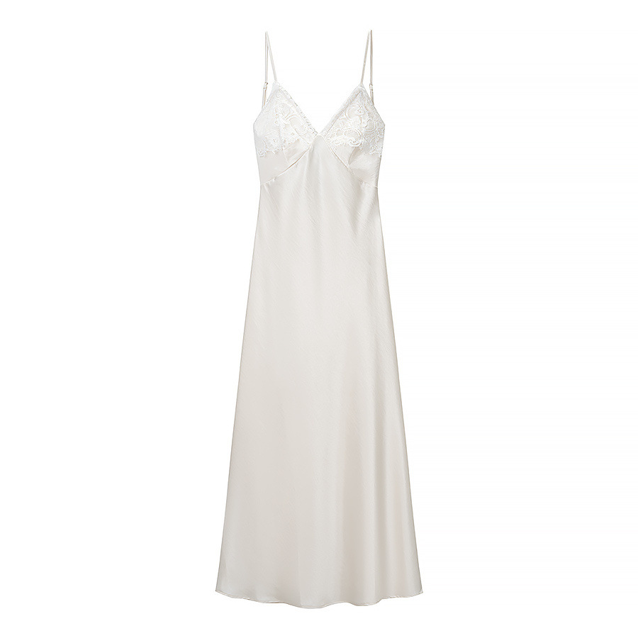 Vestido de satén con encaje - Elegante clásico midi para mujer KUN-00130