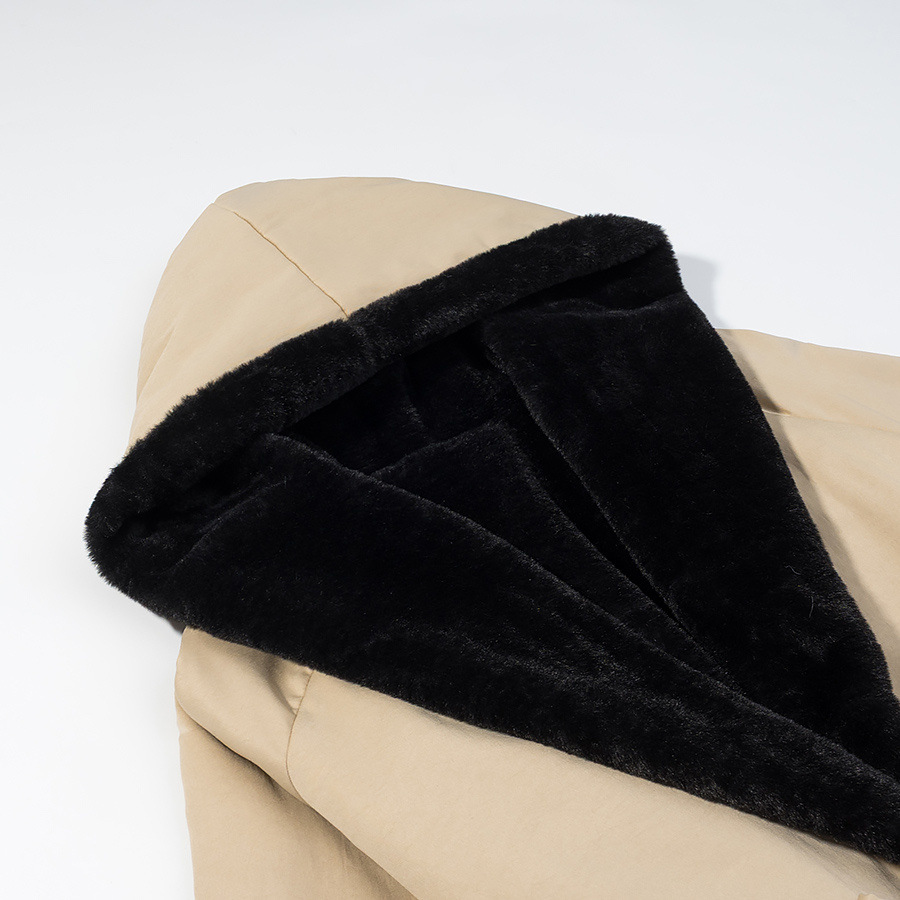 Women's Faux Fur Hooded Padded Coat Classic Longline KUN-00019