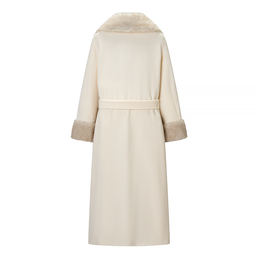 Jas van wolmix met kraag van imitatiebont - Stijlvolle damesjas KUN-00030