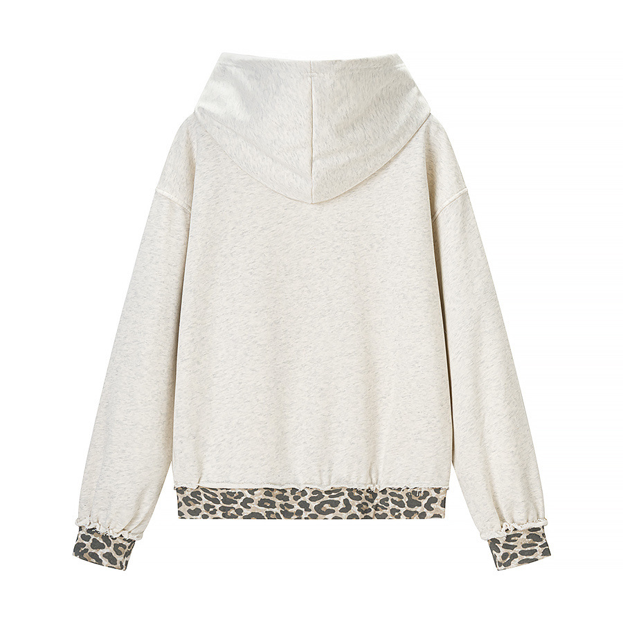 Sudadera con capucha y parche de leopardo Jersey desgastado KUN-00012