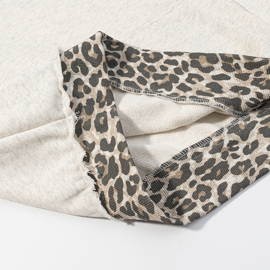 Sudadera con capucha y parche de leopardo Jersey desgastado KUN-00012