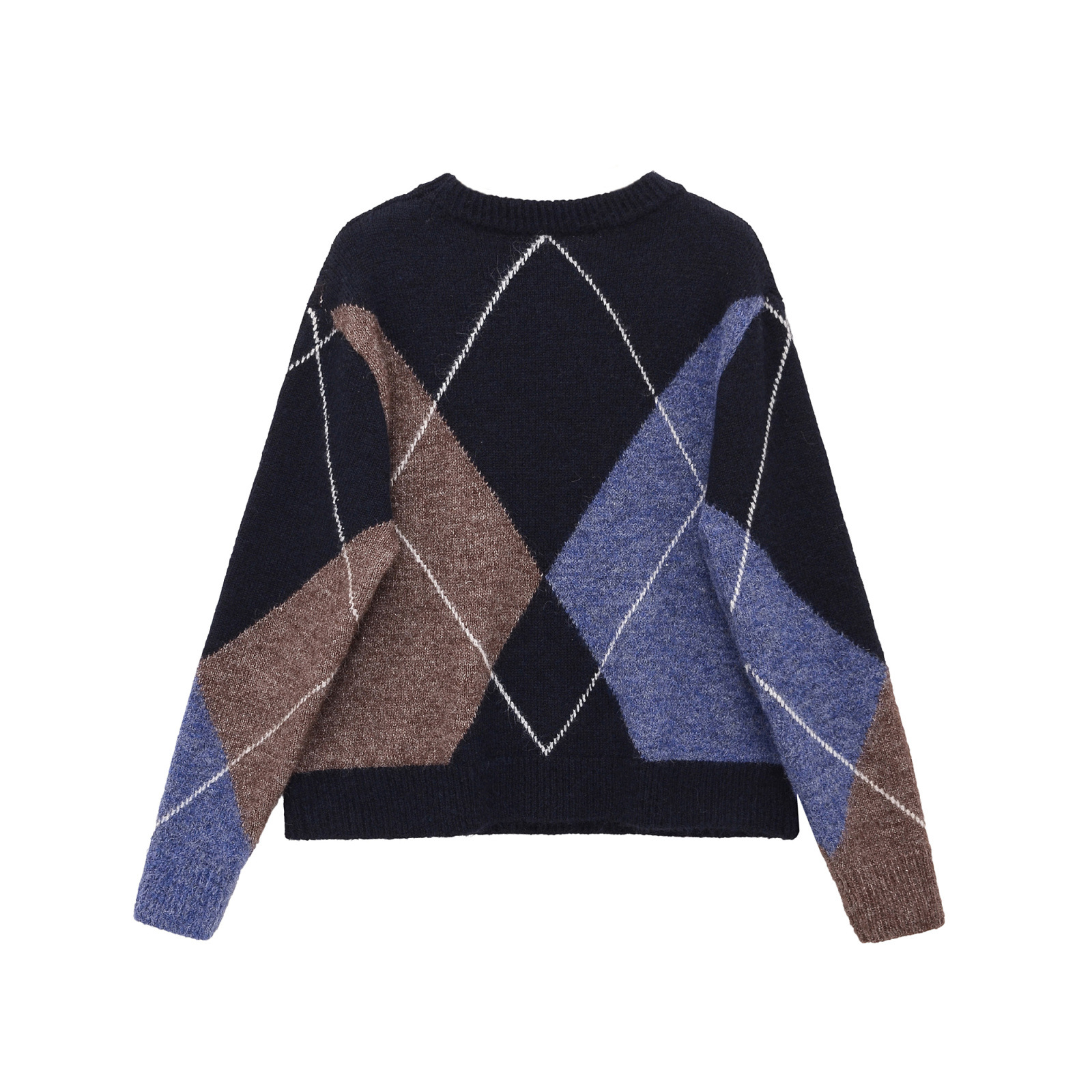 Pull en maille à motif losanges, haut décontracté chic KUN-00016