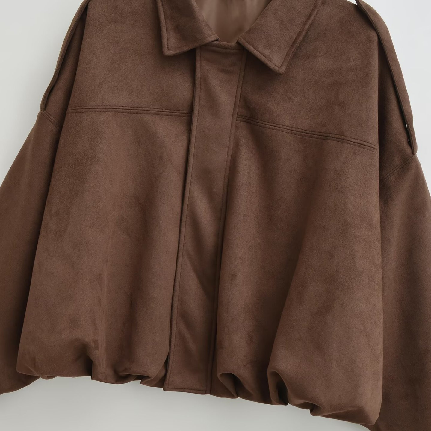 Chaqueta bomber de ante con mangas de murciélago KUN-00128