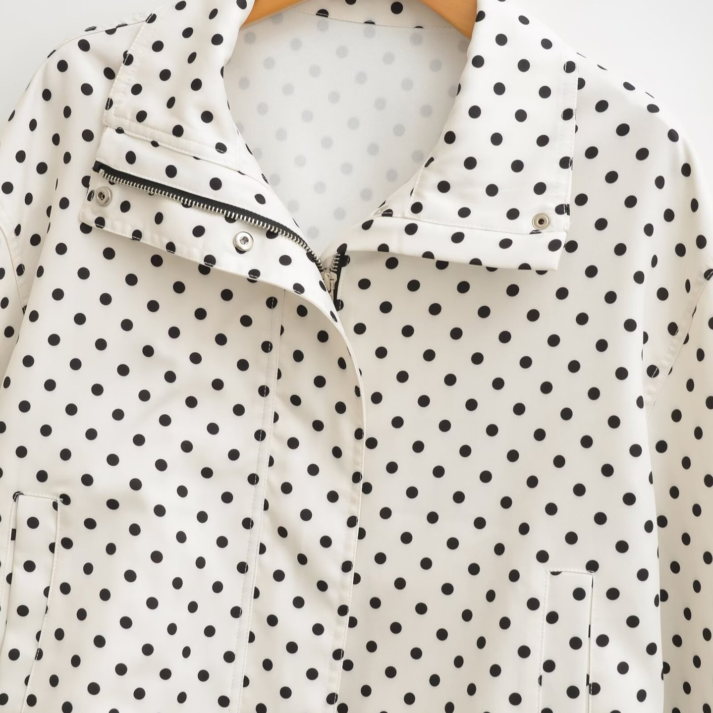 Dobby Dot Puffed Sleeve Jacket - Trendy Casual Outerwear KUN-00062