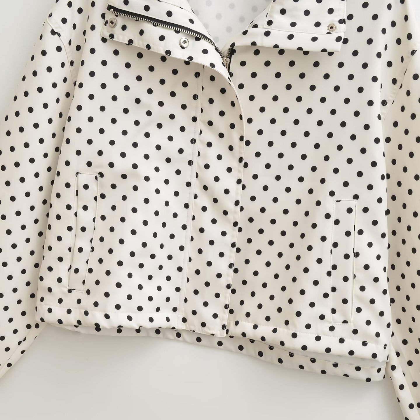 Dobby Dot Puffed Sleeve Jacket - Trendy Casual Outerwear KUN-00062