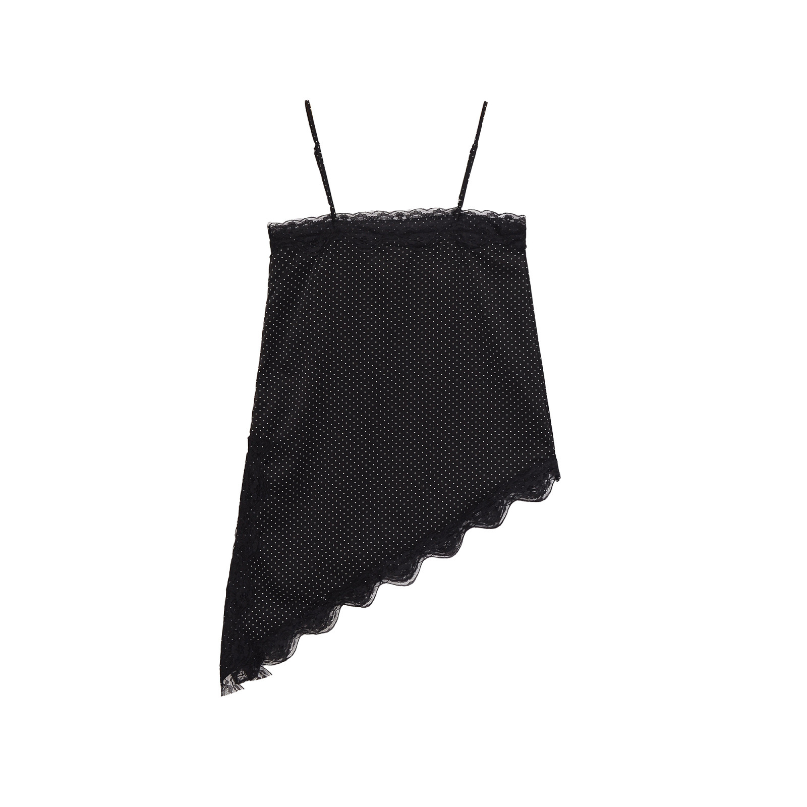 Damen-Top mit Polka-Dots und asymmetrischem Schnitt - Trendy Chic KUN-00026