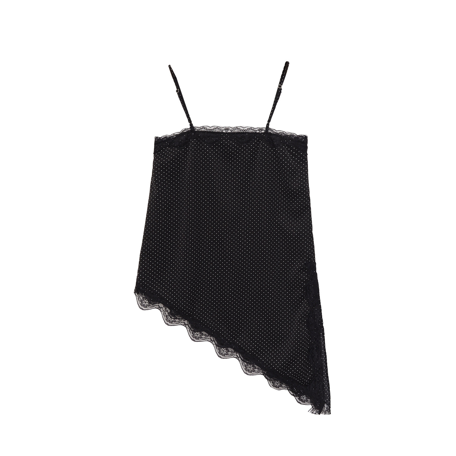 Damen-Top mit Polka-Dots und asymmetrischem Schnitt - Trendy Chic KUN-00026