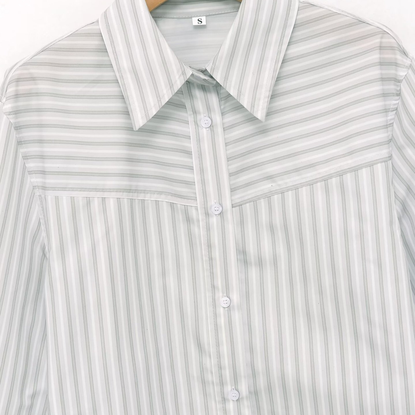 Striped Padded Shoulder Shirt - Chic European Style KUN-00101