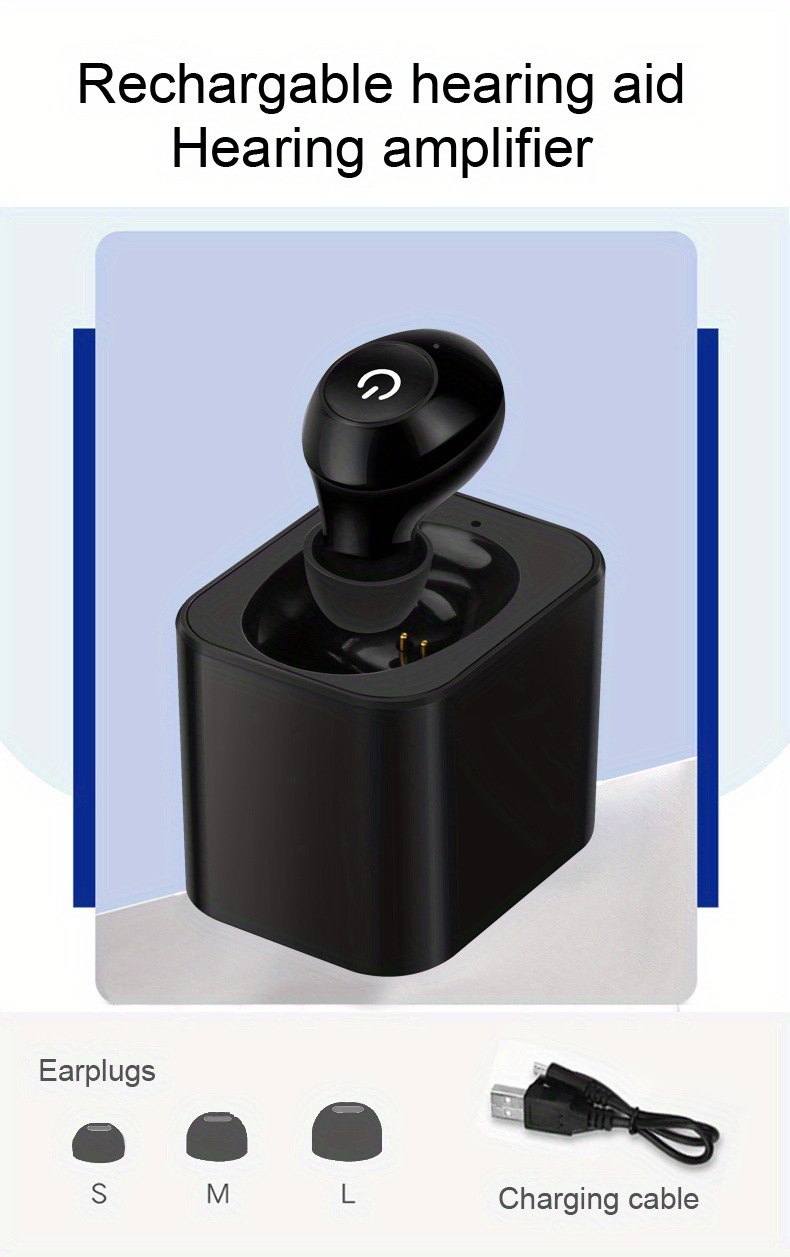 K-81 Black Rechargeable Hearing Aid Large Button Noise Reduction #26240012