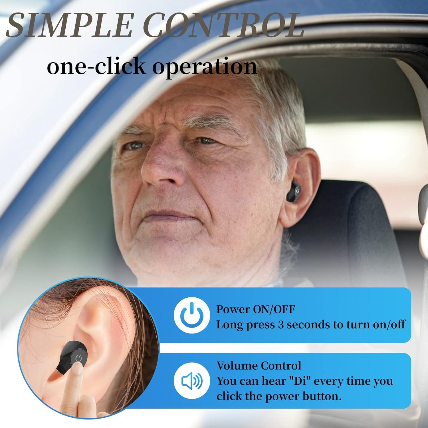 K-81 White Rechargeable Hearing Aid Large Button Noise Reduction #26240011