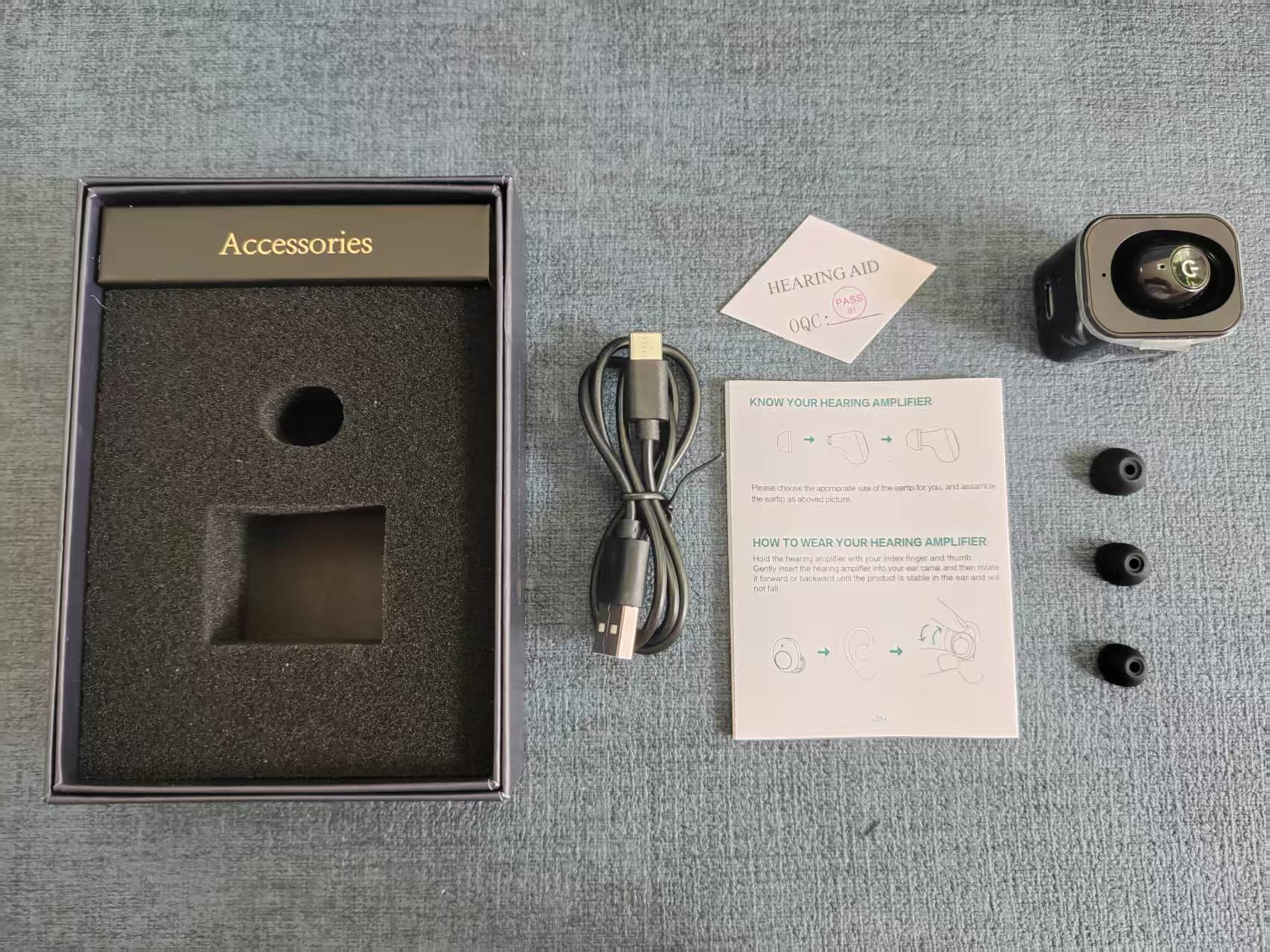 K-81 Black Rechargeable Hearing Aid Large Button Noise Reduction #26240012