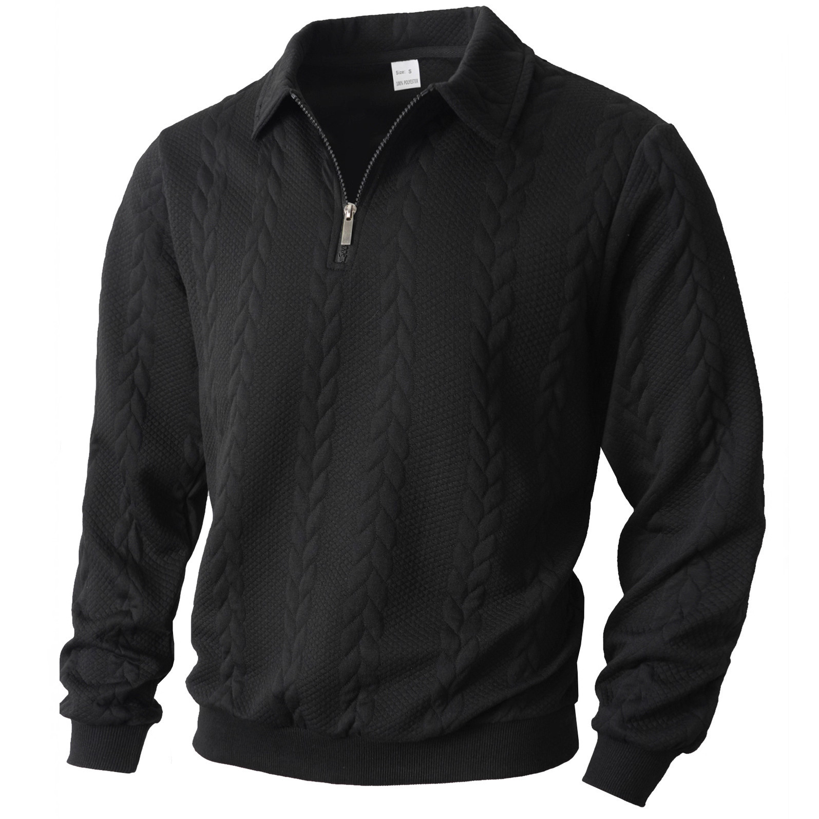 Knit Pullover Sweater Men's Half Zip Ribbed Collar Autumn Winter NDF-00045