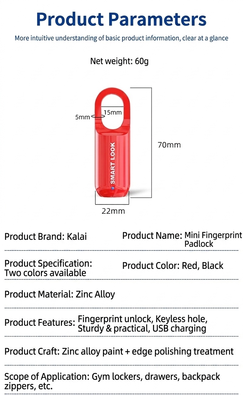 Smart Fingerprint Padlock, Biometric Keyless Entry, 0.3s Fast Unlock, USB Rechargeable Security Lock for Gym Locker, Backpack, Suitcase, Zinc Alloy