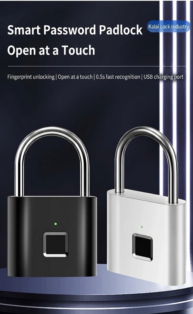 IP55 Waterproof Smart Fingerprint Padlock, 0.5s Quick Unlock Biometric Lock, 180-Day Battery Life, Heavy Duty Zinc Alloy & Stainless Steel for Gate, Bike, Outdoor