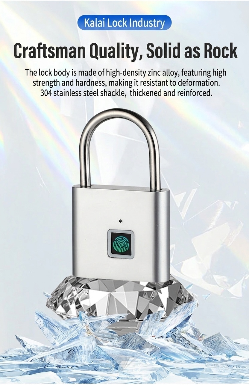 IP55 Waterproof Smart Fingerprint Padlock, 0.5s Quick Unlock Biometric Lock, 180-Day Battery Life, Heavy Duty Zinc Alloy & Stainless Steel for Gate, Bike, Outdoor
