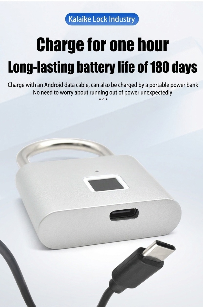 IP55 Waterproof Smart Fingerprint Padlock, 0.5s Quick Unlock Biometric Lock, 180-Day Battery Life, Heavy Duty Zinc Alloy & Stainless Steel for Gate, Bike, Outdoor