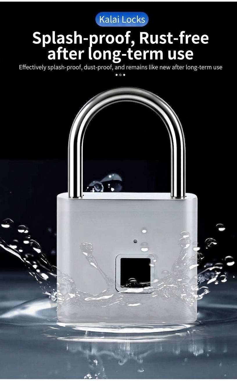IP55 Waterproof Smart Fingerprint Padlock, 0.5s Quick Unlock Biometric Lock, 180-Day Battery Life, Heavy Duty Zinc Alloy & Stainless Steel for Gate, Bike, Outdoor