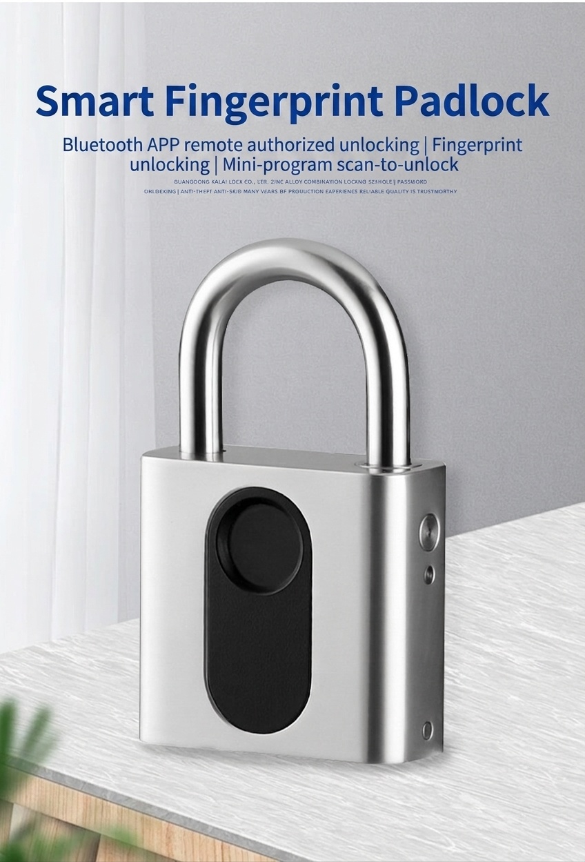 Bluetooth Smart Fingerprint Padlock with App Control, Keyless Entry Security Lock, 180-Day Standby, Shareable Access for Gym, Cabinet, Luggage