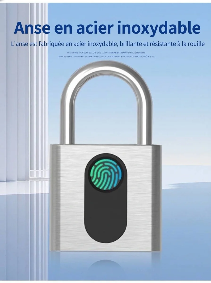 Cadenas intelligent Bluetooth à empreinte digitale avec contrôle via application, verrouillage de sécurité sans clé, autonomie en veille de 180 jours, accès partageable pour salle de sport, armoire, bagages