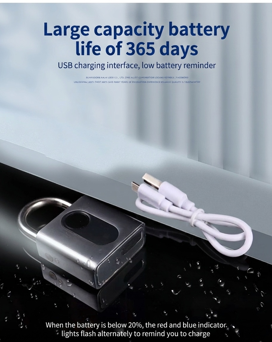 Bluetooth Smart Fingerprint Padlock with App Control, Keyless Entry Security Lock, 180-Day Standby, Shareable Access for Gym, Cabinet, Luggage